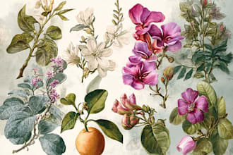 create a botanical illustration in the traditional watercolor