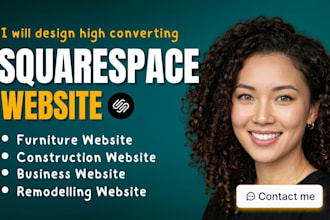 design furniture, construction website, remodeling website in squarespace