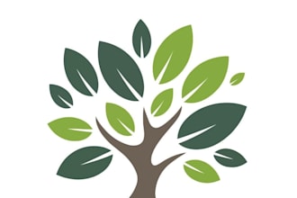 design a realistic tree logo with natural elements