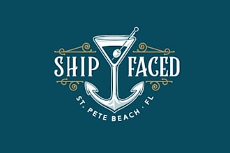 design boat fun beach bar drink logo