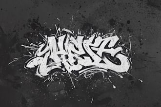 create a hand drawn graffiti logo for you