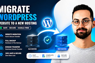 migrate wordpress website to a new hosting, backup and domain name transfer