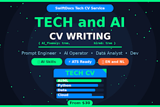 write a tech and ai CV resume in english or dutch