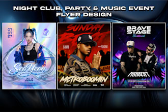 make a modern flyer design for night club, party, and music event