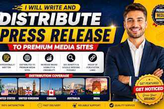 write and distribute press release to premium media sites