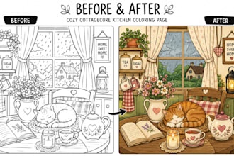 create cozy cottagecore coloring book pages