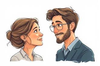 create cute couple cartoon illustration from your photo
