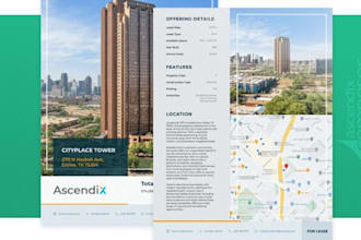 design real estate offering memorandum, commercial brochure one pager flyer