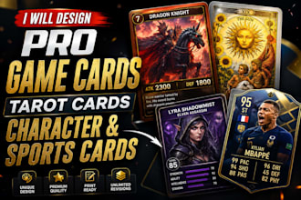 design pro game cards, tarot cards, character and sports cards