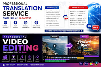 translate japanese to english and editing short video