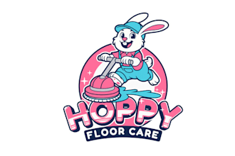create a fun bunny aesthetics logo for hoppy floor care