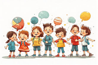 design custom  colorful kids cartoon characters
