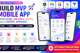 build mvp mobile app using glide airtable softr adalo expert, appsheet