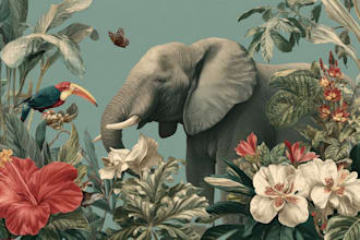draw an animal and botanical illustration