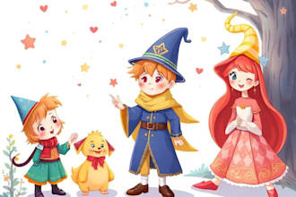 design custom adorable character art for childrens storybooks