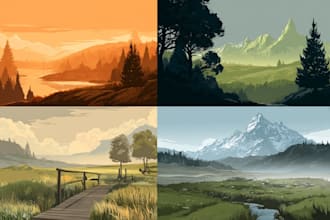 create a landscape and urban vector art illustration