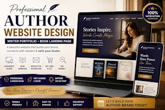 design a professional author website, writer portfolio, or book landing page