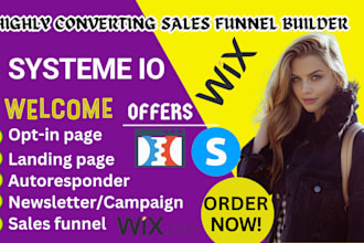 build systeme io sales funnel, systeme io landing page, systeme io website, wix