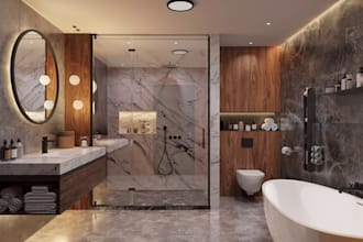 create photorealistic luxury bathroom interior rendering
