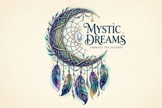 design a beautiful and mystical dream catcher logo for your brand