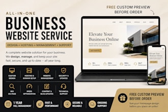 design a custom modern website with domain hosting and 1 year support
