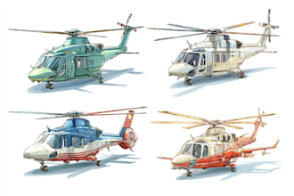 draw helicopter , airplane , aircraft , into vector style
