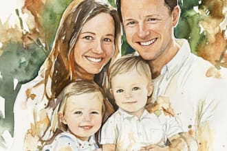 custom watercolor family portrait