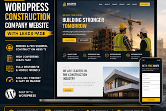 design wordpress construction company website with leads page
