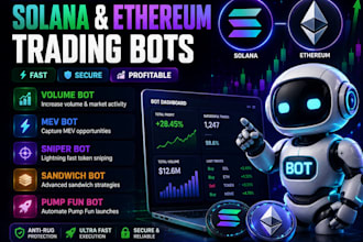 create solana volume bot, mev, sniper, sandwich, pump fun on sol, eth
