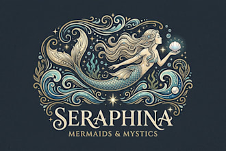 design a magical and elegant mermaid logo for your brand
