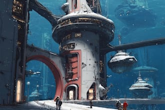 design professional sci fi concept art and cinematic environment illustrations