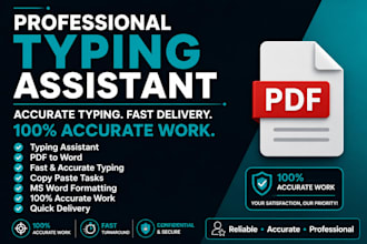 do fast typing and ms word work and convert PDF to word manually