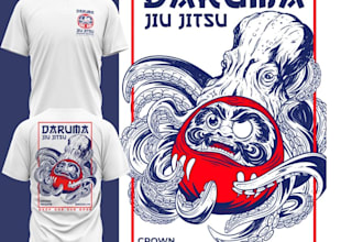 design retro cthulhu, jiu jitsu, t shirt, octopush logo