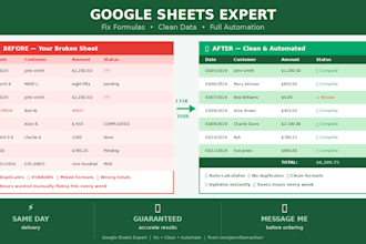 fix google sheets formulas, clean data and automate your spreadsheet