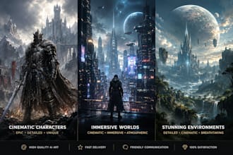 create cinematic ai concept art for characters and worlds