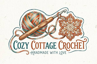 design a cozy and creative crochet logo for your handmade brand