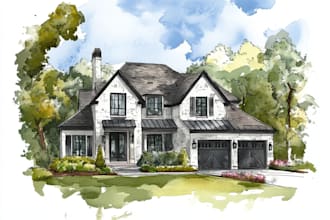 do handmade watercolor painting of house