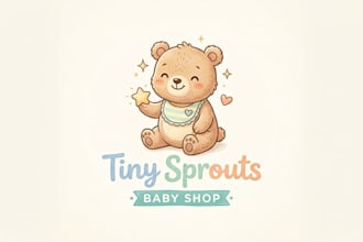 design a cute and friendly baby shop logo for your brand