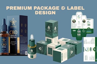 design supplement label, peptide label, cbd tincture and cigarette packaging