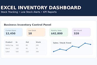 reate an excel inventory dashboard for stock tracking