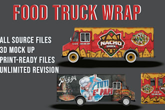 design a food truck wrap, food van wrap, food trailer, and truck wrap design