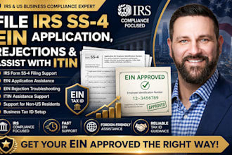 file irs ss4 ein application, fix ein rejections, and assist with itin