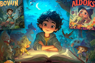 design a professional childrens book cover illustration
