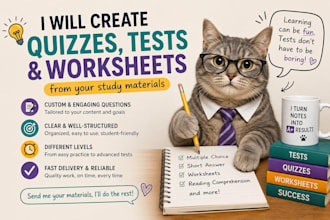create tests and worksheets form your study materials