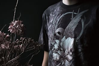draw a custom dark surrealism for apparel