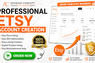 create and setup a professional etsy shop with SEO optimization