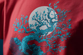 create linocut t shirt design for brands