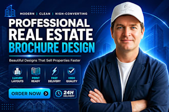 design real estate brochure, property flyer, product booklet, bifold om brochure