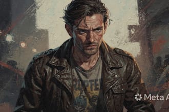 draw a stylized portrait, disco elysium art painting