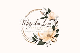 create amazing feminine watercolor floral logo for websites
